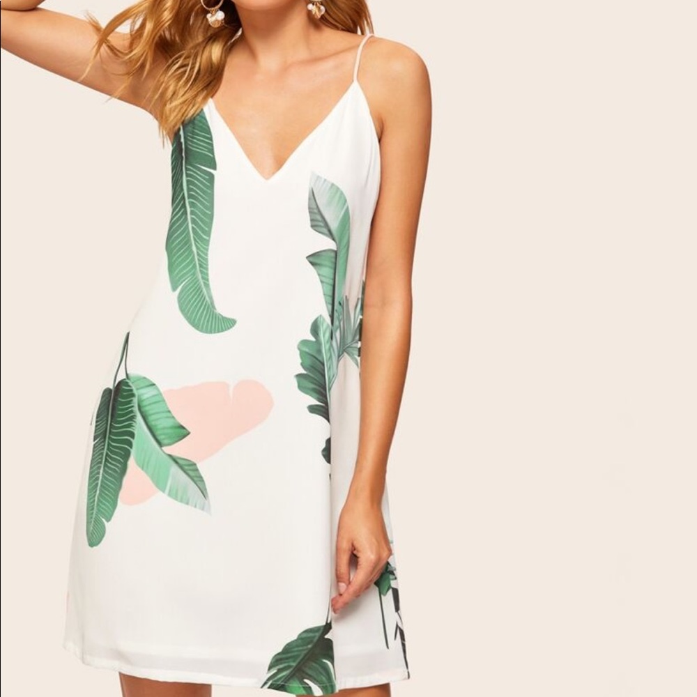 Palm leaf print dress